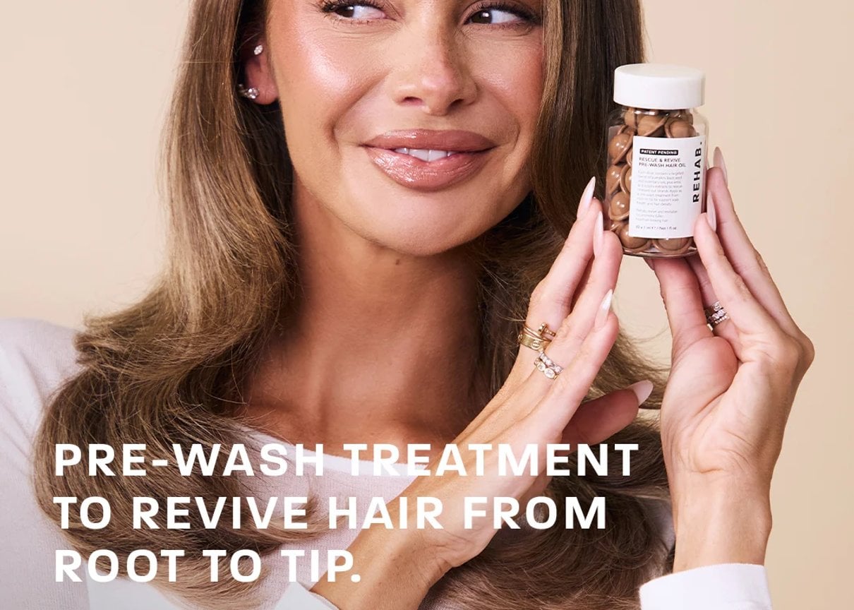 REHAB Your Hair pre-wash oil capsule and product