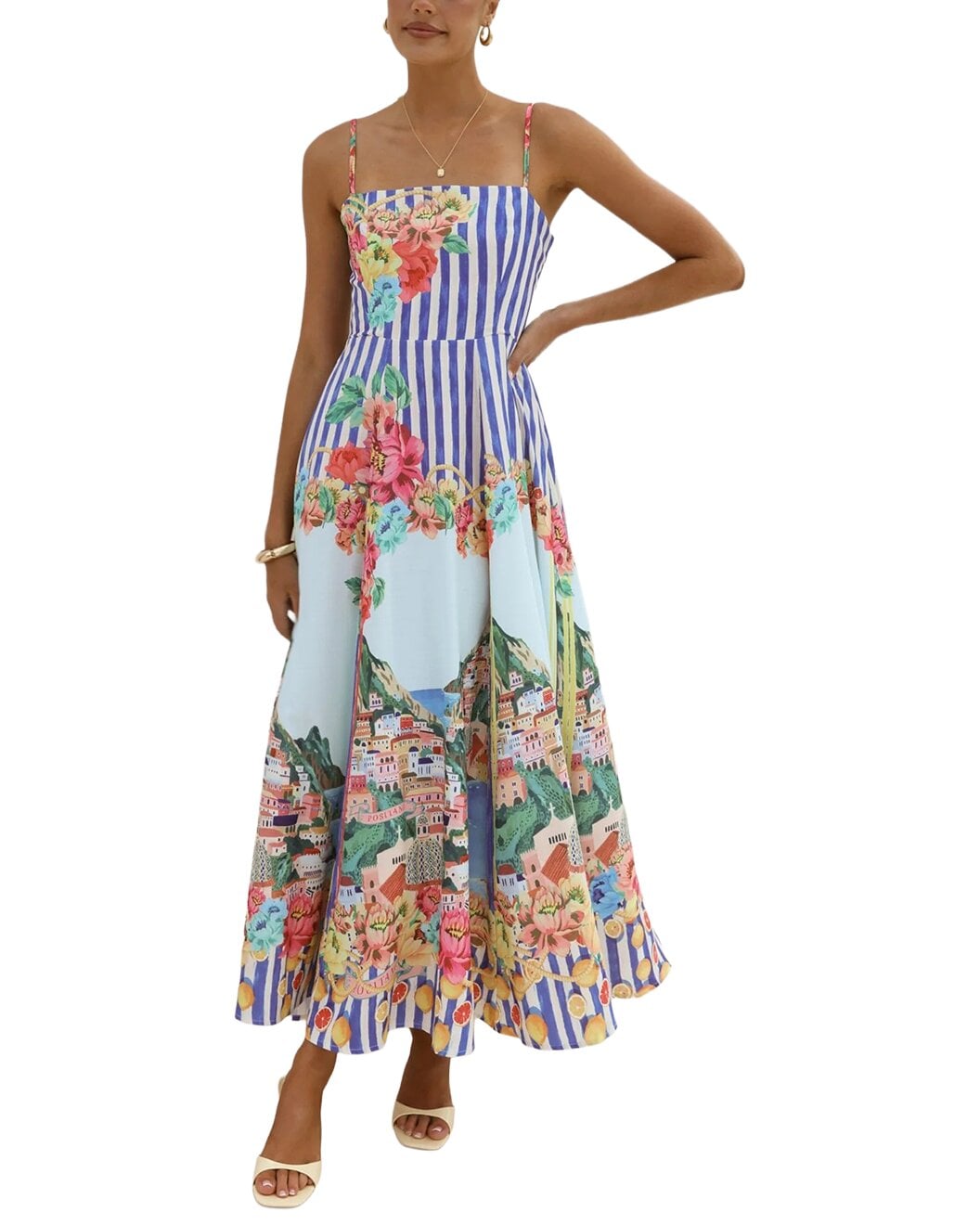 OLOEY printed maxi dress