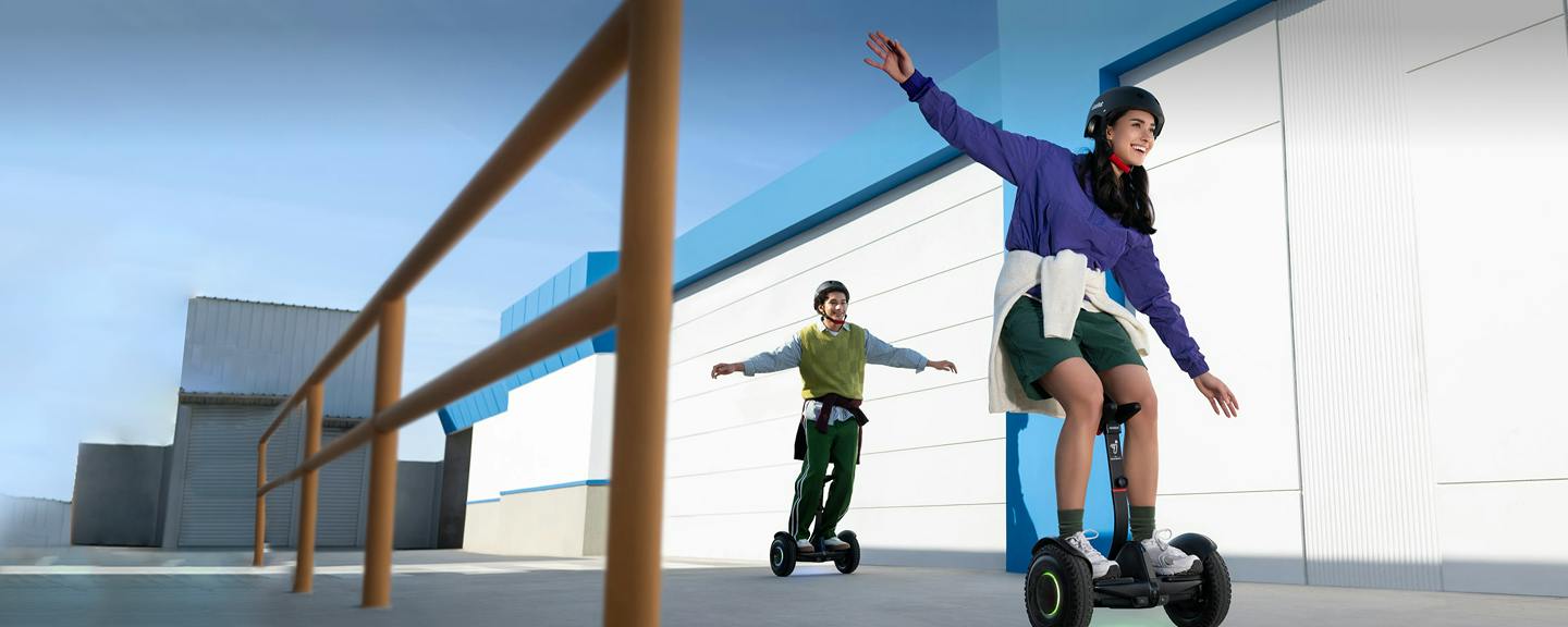Segway Ninebot S2 self-balancing scooter in a banner scene