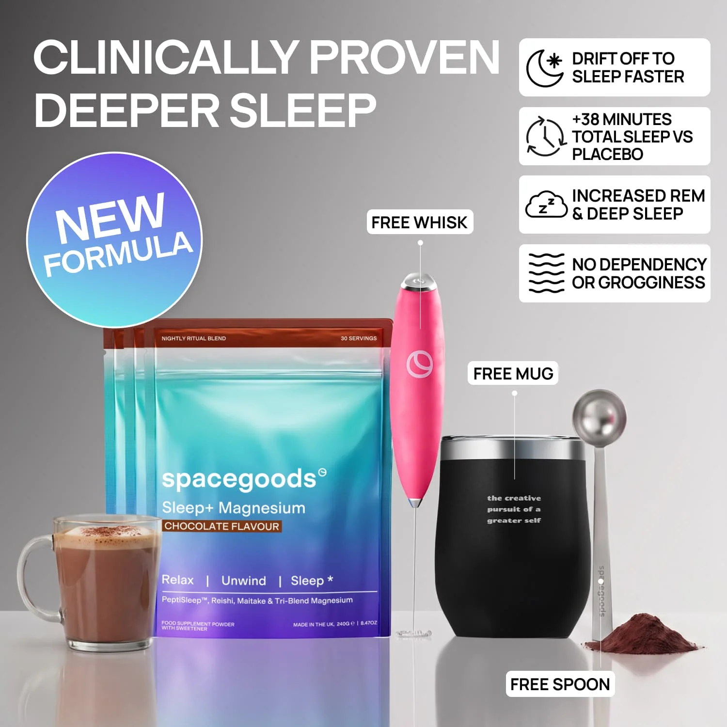 Sleep+ Magnesium starter kit and included drink items