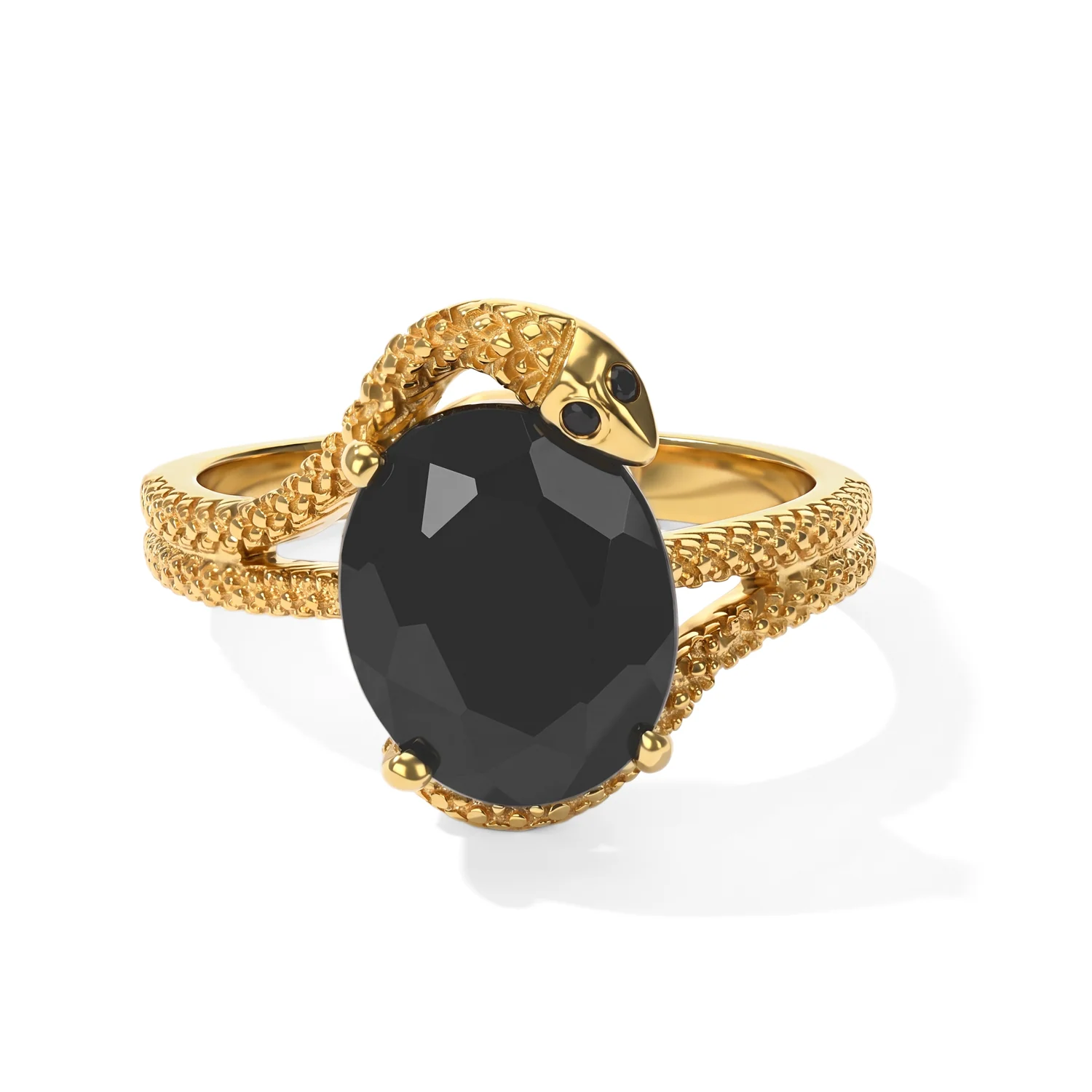 Living creature ring set with black spinel