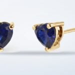 Masoala sapphire stud earring with push back in yellow gold plated sterling silver