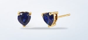 Masoala sapphire stud earring with push back in yellow gold plated sterling silver