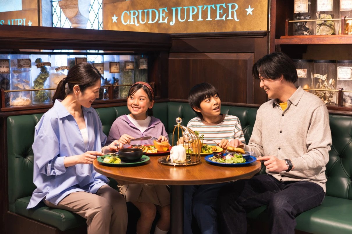 Visitors enjoying food inside Warner Bros. Studios Japan