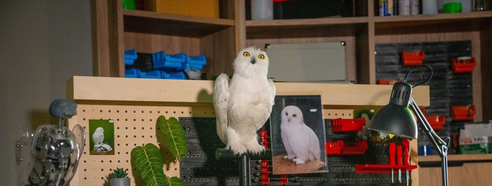 Owl figure used in the film production exhibit