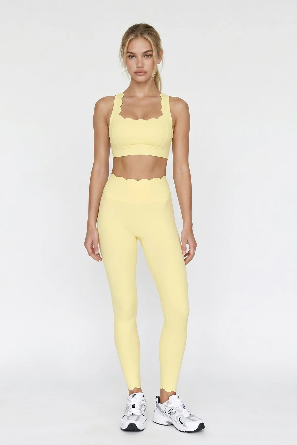 Wiskii High-Waist Scallop Scrunch Legging in Lemon Drop