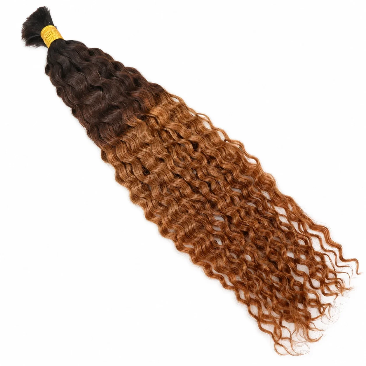 Deep curly human braiding hair in a dark blended color