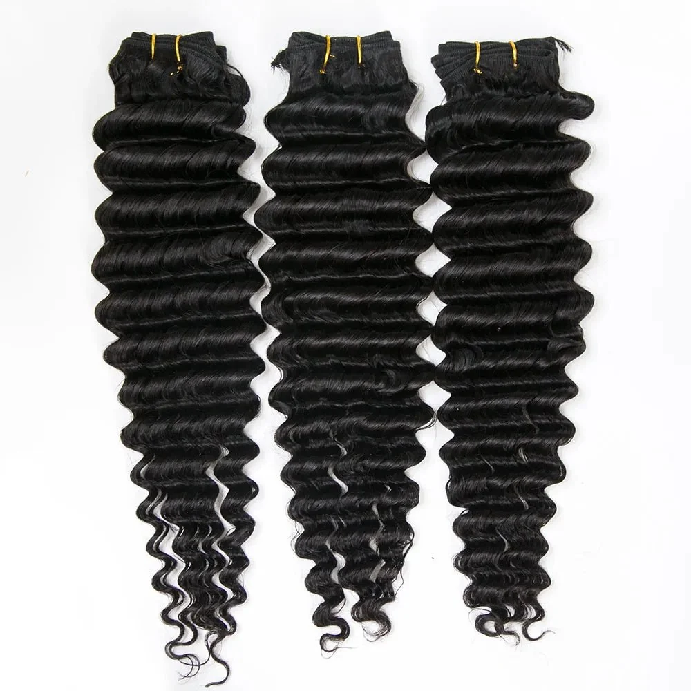 Natural color deep wave human hair bundles