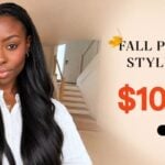 Model wearing long protective braids in a fall style campaign
