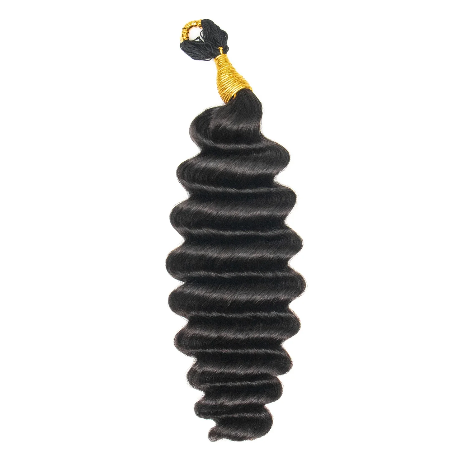 Extended thread deep wave crochet hair for feed-in braiding