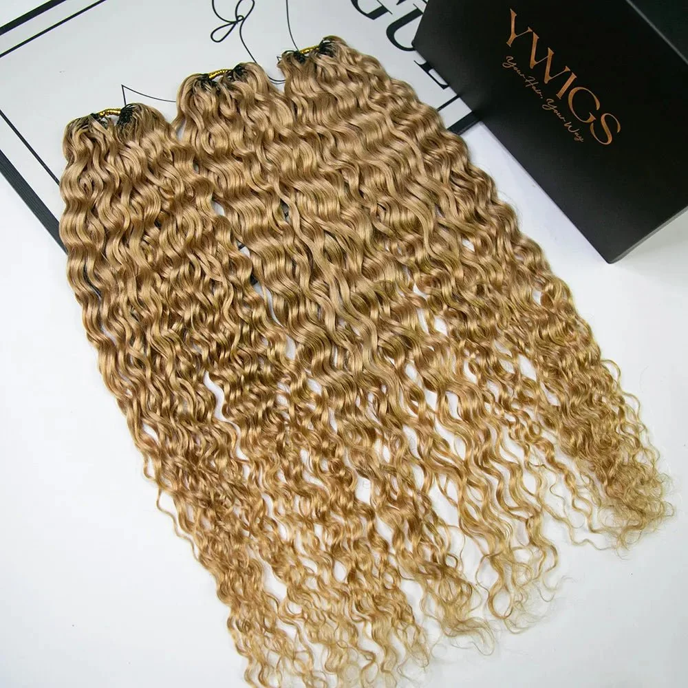 Honey blonde Spanish curl human crochet hair