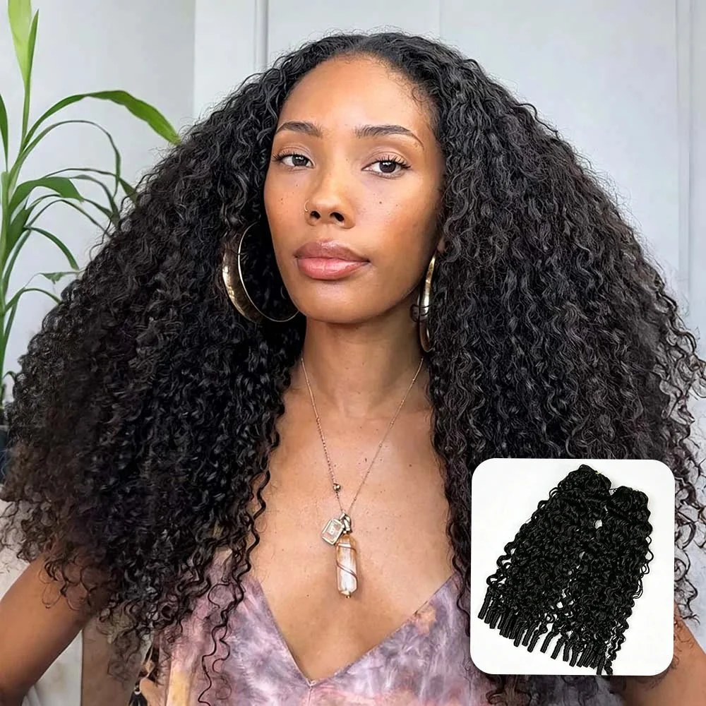 Natural water curly human crochet hair