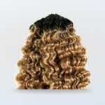 Ombre blonde water curly human crochet hair with dark roots