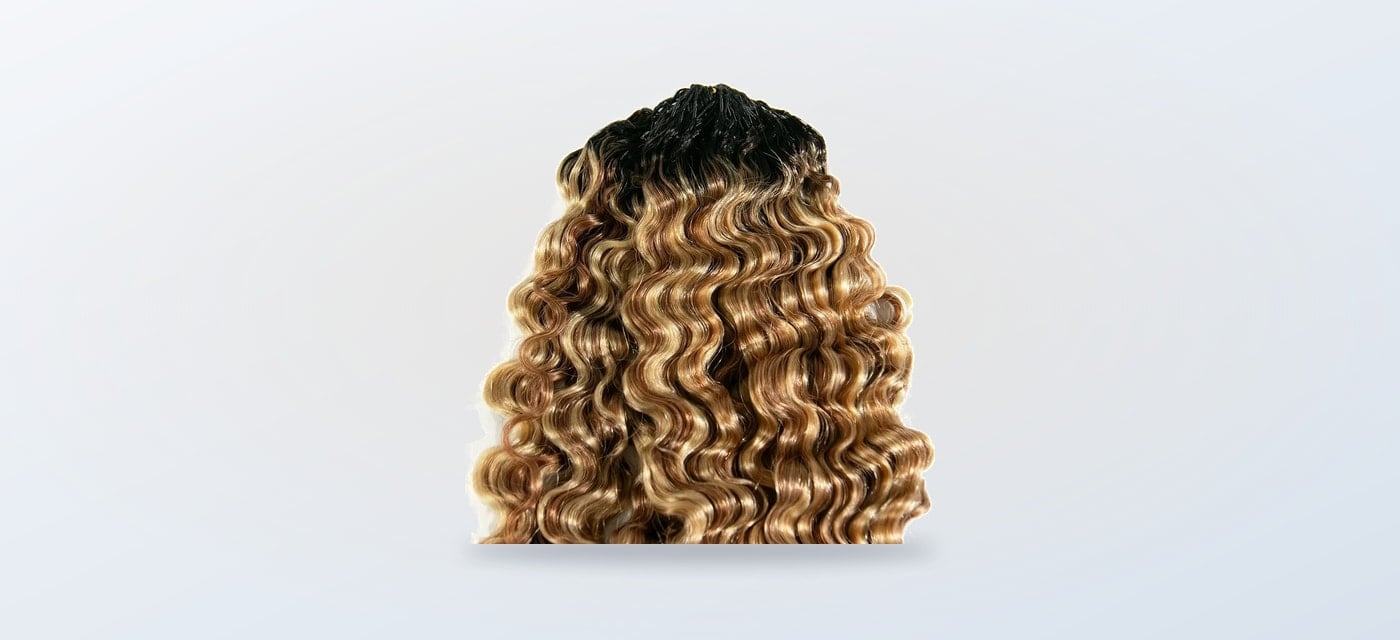 Ombre blonde water curly human crochet hair with dark roots