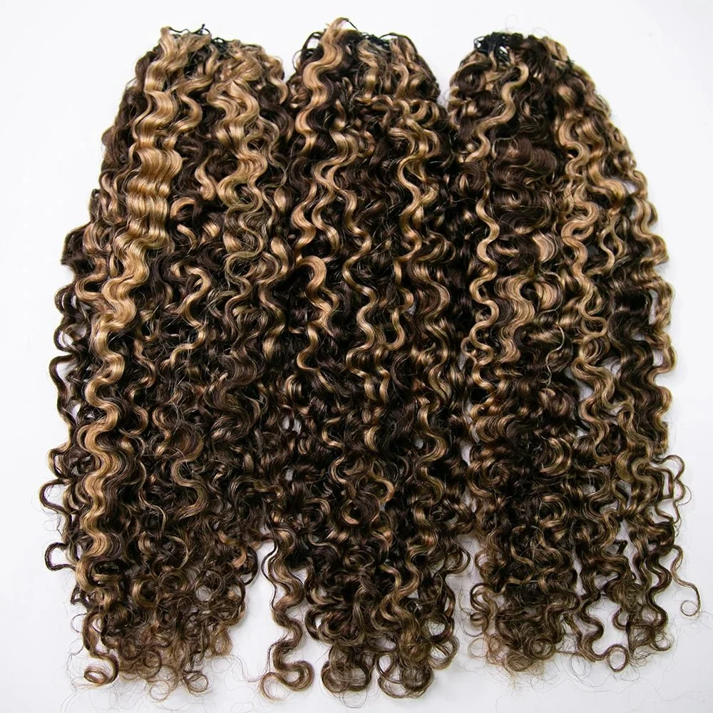 Water deep wave crochet hair in a brown blend